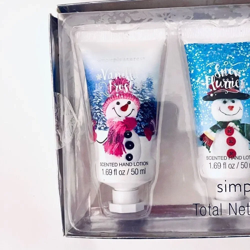 NWT Gift Box Gorgeous 4 Pack simple pleasures Snowman scented hand lotion collec